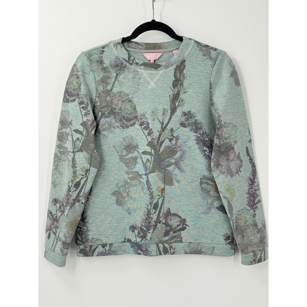 Ted Baker Floral Sweatshirt Womens sz S / 2 Long Sleeve Crew Neck preppy